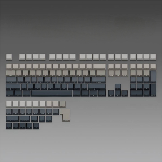 Gradient Side Engraved Luminous PBT Two-color 6-Row OEM Height 136 Keys Gray Customizable Color Keycaps
