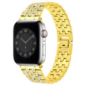 Bracelet de montre intelligente en acier inoxydable de luxe en gros avec 5 perles de diamant pour montre 49 mm 20 mm 22 mm Boucle papillon Sport - Product Image 1