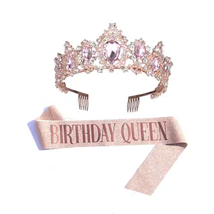 С надписью «It's My Birthday» повязка на голову короной «С Днем Рождения», с поясом и Тиара комплект для детей и взрослых 16th 18th 21st декорации ко дню рождения