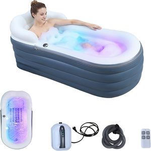 Matelas de massage à bulles <span class=keywords><strong>gonflable</strong></span> <span class=keywords><strong>pour</strong></span> baignoire avec pompe à air et télécommande, <span class=keywords><strong>spa</strong></span> portable <span class=keywords><strong>pour</strong></span> bain chaud ou bain froid - Product Image 2