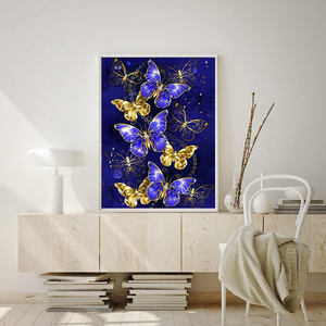 <span class=keywords><strong>Peinture</strong></span> sur toile par numéros Papillons dorés violets 30x40cm <span class=keywords><strong>Peinture</strong></span> <span class=keywords><strong>acrylique</strong></span> sans décoloration par numéros Kits pour adultes - Product Image 2
