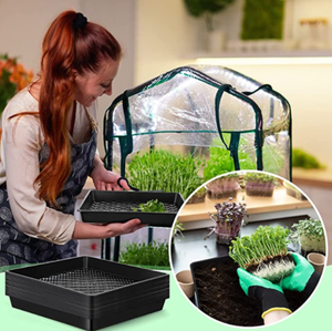 Black PP Plastic Square Mesh Plate Hydroponics Greenhouse Vegetables Plants <strong>Seedling</strong> <strong>Sprout</strong> Flat Trays Modern Grower Seed Tray - Product Image 4