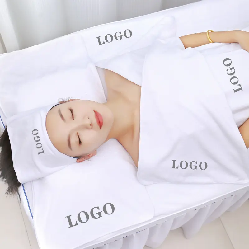 Custom logo 5pcs set facial soft spa bath wrap towel skin comfort microfiber quick dry beauty salon spa towel set