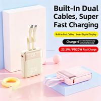 Nouvelle mini batterie externe électronique 10000 mAh, mince et portable, avec câble USB-C, Powerbanks 10000 mAh