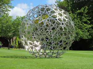 Scultura astratta dell'acciaio inossidabile della statua del metallo Led del giardino di arte moderna della sfera della sfera vuota per Squire fuori dal lato - Product Image 6