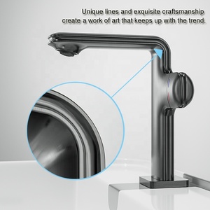 Rubinetto Moderno di Lusso a Foro Singolo con Maniglia Singola, Finitura Spazzolata, <span class=keywords><strong>Miscelatore</strong></span> Acqua Calda/Fredda per Lavabo da <span class=keywords><strong>Bagno</strong></span> - Product Image 3