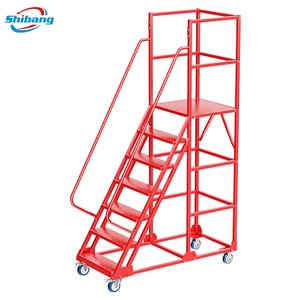 Entrepôt de sécurité personnalisé Plate-forme mobile roulante <span class=keywords><strong>en</strong></span> aluminium Camion échelle échelle avec mains courantes et roues Entrepôt échelle <span class=keywords><strong>d</strong></span>'escalade - Product Image 4