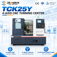 Tour CNC à grande vitesse TCK25Y à 4 axes, centre de tournage horizontal à banc incliné avec fonctions de fraisage et de perçage