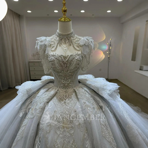 Magnifique robe de bal longue perlée, robes de mariée en tulle, robes de mariée Lsjj54 - Product Image 6