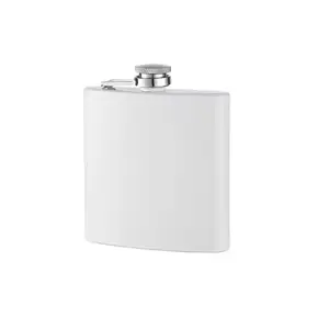 Custom 6oz White Stainless Steel Alcohol Liquor Whiskey Hip Flask For Wedding Party Travel Camping Supplies