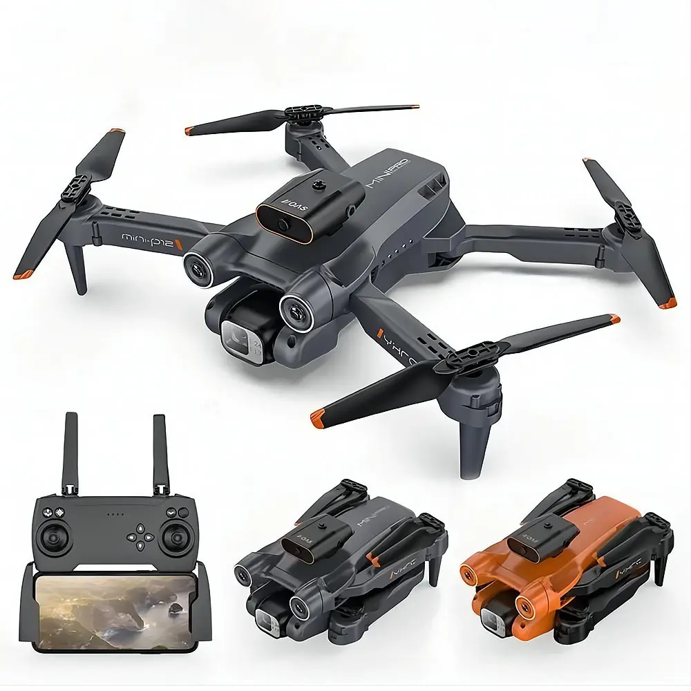 P12 Flying Drone Obstacle Avoidance Folding Drone With Camera 4k HD Optical Flow Quadcopter HD Aerial P12 drones