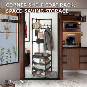 Wholesale <b>Corner</b> Shelf Coat Rack Space-Saving Freestanding Multifunctional Steel Foldable Bathroom Storage Clothes Rack Wardrobe - Product Image 2