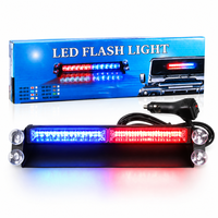 Feu de signalisation d'urgence LED COB bleu 12V-24V pour pare-brise de voiture, clignotant stroboscopique pour rénovation/amélioration