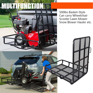 Porte-bagages robuste à fixer sur attelage avec rampe de chargement, capacité 500 lb, panier de chargement pliable en acier pour attelage de 2 pouces, SUV, camion, fourgonnette - Product Image 3