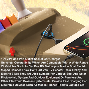 Chargeur rapide étanche IP65, entrée DC 12V-24V, QC3.0 USB-A Type C 5V 3.1A, prise de chargeur USB pour siège de bus, siège de fourgonnette, siège de camping-car - Product Image 4