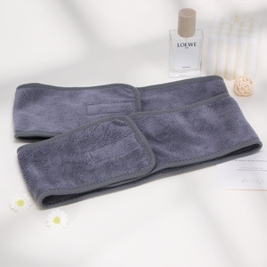 Bandeau en microfibre gris longue de 64*10 cm, antidérapant, lavable, pour le maquillage, le lavage du visage, le traitement facial, le sport, s'adapte au bandeau - Product Image 5