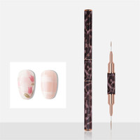 Ensemble de pinceaux à double embout pour nail art, imprimé léopard, double pointe pour des lignes fines et précises et la réalisation de manucures françaises