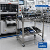 Chariot d'alimentation SMT en acier inoxydable pour Yamaha YV100/X/XG & YG200 |   Stockage mobile robuste |   Chariot de production électronique