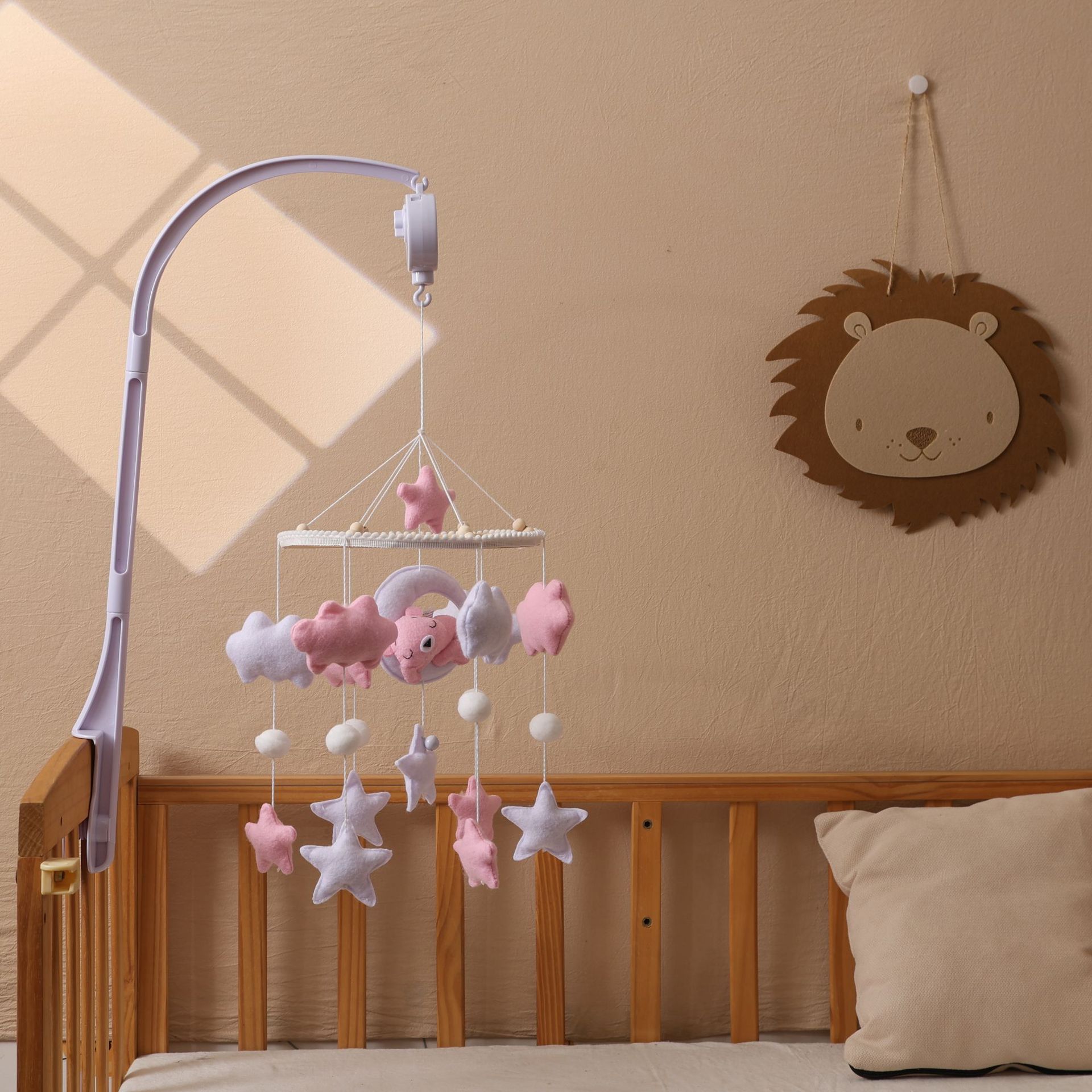 Carillon con staffa in plastica, campanello da letto con orsetto rosa