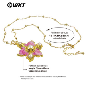 Collar de flor de perla de concha natural encantador y delicado chapado en oro de 18 quilates, superventas, para <span class=keywords><strong>novia</strong></span>, como regalo del Dí<span class=keywords><strong>a</strong></span> de San Valentín, el más vendido, el - Product Image 6