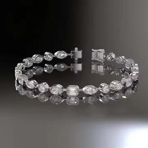 Marquesa Esmeralda Corte redondo Diseño de moda Moissanite Diamond Pulsera Brazaletes elegantes para mujeres - Product Image 6