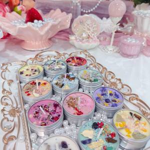 <span class=keywords><strong>Bougie</strong></span> artisanale personnalisée à l'aromathérapie, bougies de vœux en forme de croissant et de pleine lune avec des éléments végétaux pour les rituels et les intentions - Product Image 4