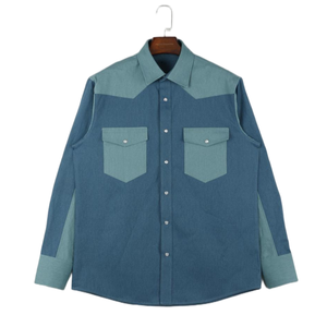 <span class=keywords><strong>Camicia</strong></span> estiva da <span class=keywords><strong>uomo</strong></span> con colletto in gilet con 2 tasche in cotone Western Executive Office Casual con bottoni - Product Image 1