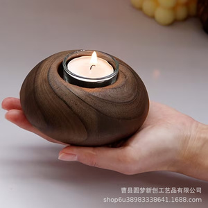 Cross-border wooden candlestick, simple round <b>candle</b> <b>holder</b>, <b>candle</b> cup, Christmas wedding, wedding cafe decoration. - Product Image 3