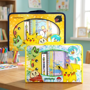 Ensemble de papeterie en plastique Pokémon Pikachu, fournitures scolaires coréennes pour enfants, crayon, gomme, cahier, anime, vente en gros - Product Image 2
