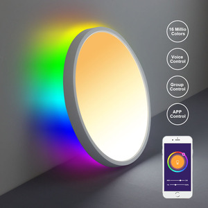 Éclairage décoratif Plafonnier LED intelligent RGBCW Rétro-éclairage de plafond Panneau rond Lampe de jeu Salon Éclairage intérieur - Product Image 2