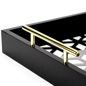 Plateau de présentation élégant et minimaliste en acrylique noir ajouré pour aliments et <span class=keywords><strong>vin</strong></span>, idéal pour la table et le rangement - Product Image 4