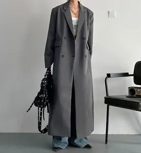 YY1801 neues produkt koreanischer stil langer blazer Übergröße lässig volle länge trenchcoat für damen