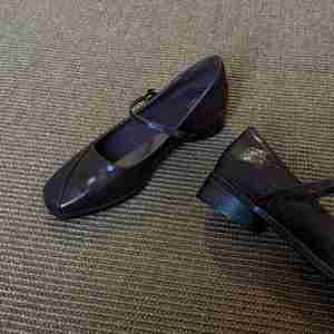 Zapatos de Tacón Grueso Formales Cuadrados de Piel de Oveja Genuina Estilo Vintage Francés para Mujer, Cómodos, Sin Cordones, de Boca Baja, para Oficina - Product Image 2