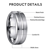 Modischer Trendiger 6-Farbiger Edelstahlring 8mm Breite Blanko-Ring Beliebter Günstiger Ring in Vollgröße für Herren