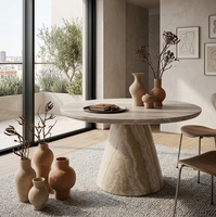Table à manger de style Wabi-sabi, luxe léger, motif travertin, moderne et minimaliste, pour maison modèle, petit appartement ou restaurant