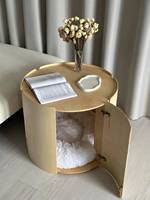 Table basse sculpturale en bois pour chien, design moderne, luxe durable, style Japandi, lit pour animal de compagnie