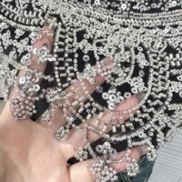 Collier de luxe en perles et paillettes, applique brodée pour décolleté, patch pour Jubah Abay, accessoires de couture pour vêtements DIY