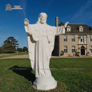 Christ le Rédempteur Taille Réelle Sculpture En Pierre Marbre Sacré-Cœur Jésus Statue - Product Image 4