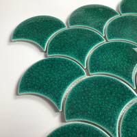 Mosaïque de décoration craquelée de glace, carreaux de céramique en écailles de poisson, céramique verte, Offre Spéciale