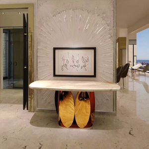 Moderne gouden marmeren houten paneelconsoletafel luxe villa appartement huis kantoor meubilair hotel woonkamer slaapkamer - Product Image 1