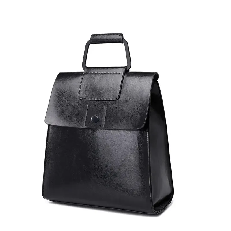 Toptan siyah sırt çantaları erkekler ve kadınlar için 2024 yeni moda kadın dana sırt çantası yağ balmumu çanta yeni tasarım