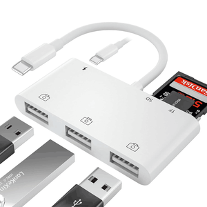 Adaptateur de caméra USB pour iPhone, kits de connexion de caméra USB OTG avec lecteur de carte SD TF et adaptateur de charge pour iPhone 14 - Product Image 1