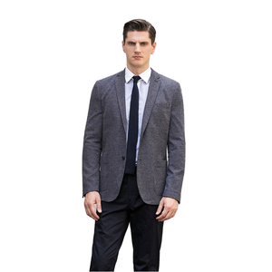 Men's Navy Melange Knit Single Breasted Jacket 2 Buttons Notch Lapel <strong>Patch</strong> Pocket <strong>Elbow</strong> <strong>Patch</strong> Easy Wear Sportive <strong>blazer</strong> - Product Image 1