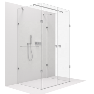 Cabina <span class=keywords><strong>de</strong></span> <span class=keywords><strong>ducha</strong></span> sin marco montada en el <span class=keywords><strong>plato</strong></span> <span class=keywords><strong>de</strong></span> <span class=keywords><strong>ducha</strong></span> o suelo <span class=keywords><strong>con</strong></span> soportes y bisagras - Product Image 2