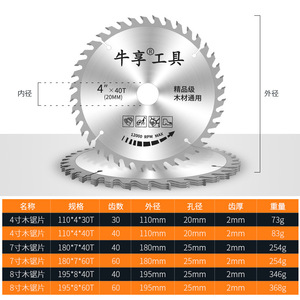 Lame de scie circulaire Niu Xiang 7 pouces 40 dents épaisseur 2 mm pour la coupe du bois - Product Image 1