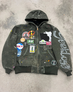 Làm Việc Áo Khoác Stonewash Dây Kéo Zip up Tùy Chỉnh Thêu Vá Cắt Rửa Cổ Điển Đính Áo Khoác Áo Cho Nam Giới - Product Image 2