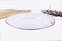 Assiettes de présentation élégantes en verre écologique de 13 pouces avec bord doré, peintes à la main, pour décoration de mariage (vente en gros)