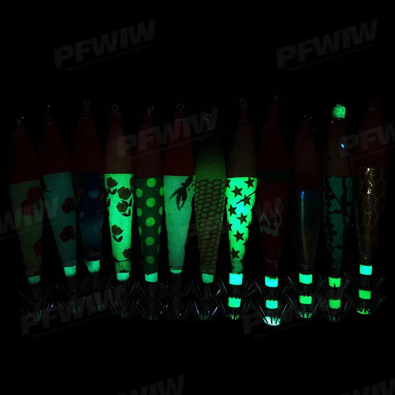 PFWIW PF211210 5pcs/bag Fishing Lures Squid Hard Plastic Floating Sutte Luminous Squid Jig Artificial Fishing Bait