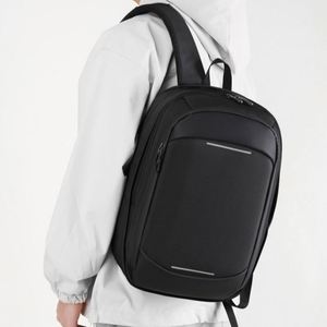 Expandable Men's Business Laptop <b>Backpack</b> Zipper Waterproof Anti-Theft Multi-Pocket Design 20-35L Capacity <b>Nylon</b> Material for - Product Image 2