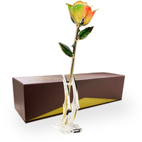Rose éternelle colorée plaquée or en gros avec boîte cadeau, support de présentation de fleurs naturelles pour cadeau de Saint-Valentin, directement de l'usine